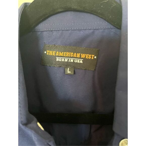 NWT American West Button Up Western Shirt Navy Blue - Picture 3 of 5